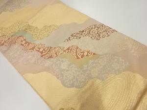 サービス品　リサイクル　道長取りに花鳥模様織出し袋帯